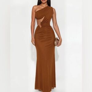 Fashion Nova Brown Cut Out Dress